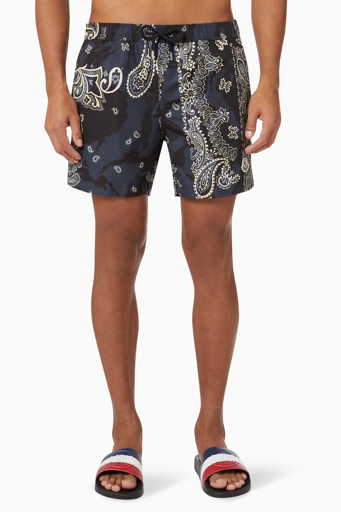 

Paisley Print Swim Shorts, Blue