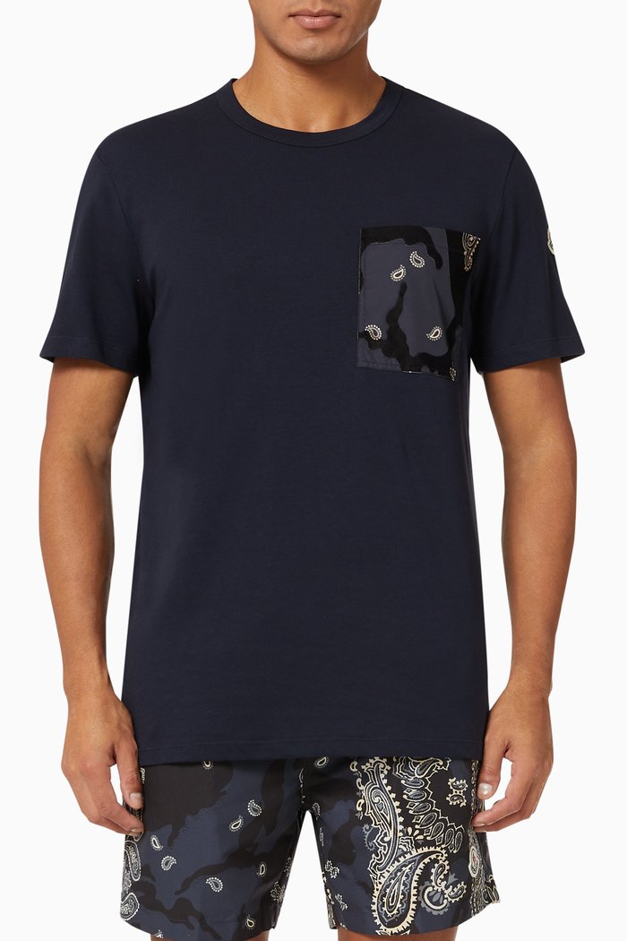 

Chest Pocket T-shirt in Cotton Jersey, Blue