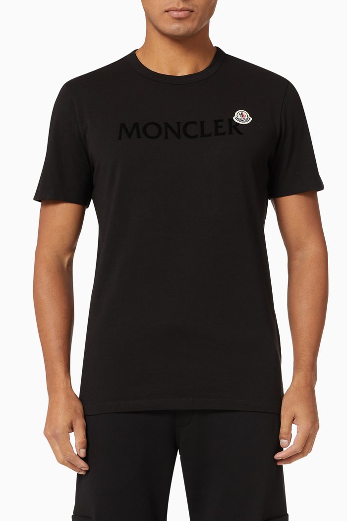 

Flocked Logo T-shirt in Cotton Jersey, Black