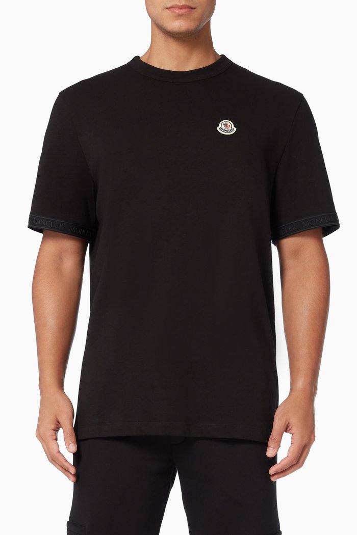 

Contrast Trim T-shirt in Cotton, Black