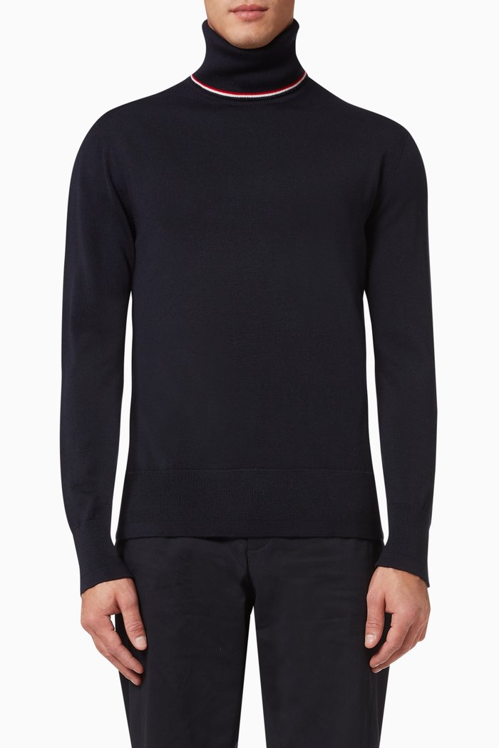 

Moncler Turtleneck Sweater in Virgin Wool, Blue