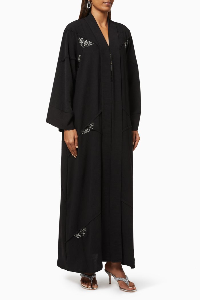

Abaya with Beaded Embroidery, Black