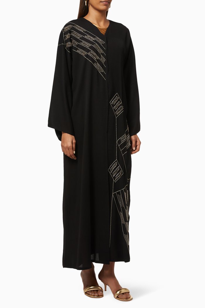 

Abaya with Beaded Embroidery, Black