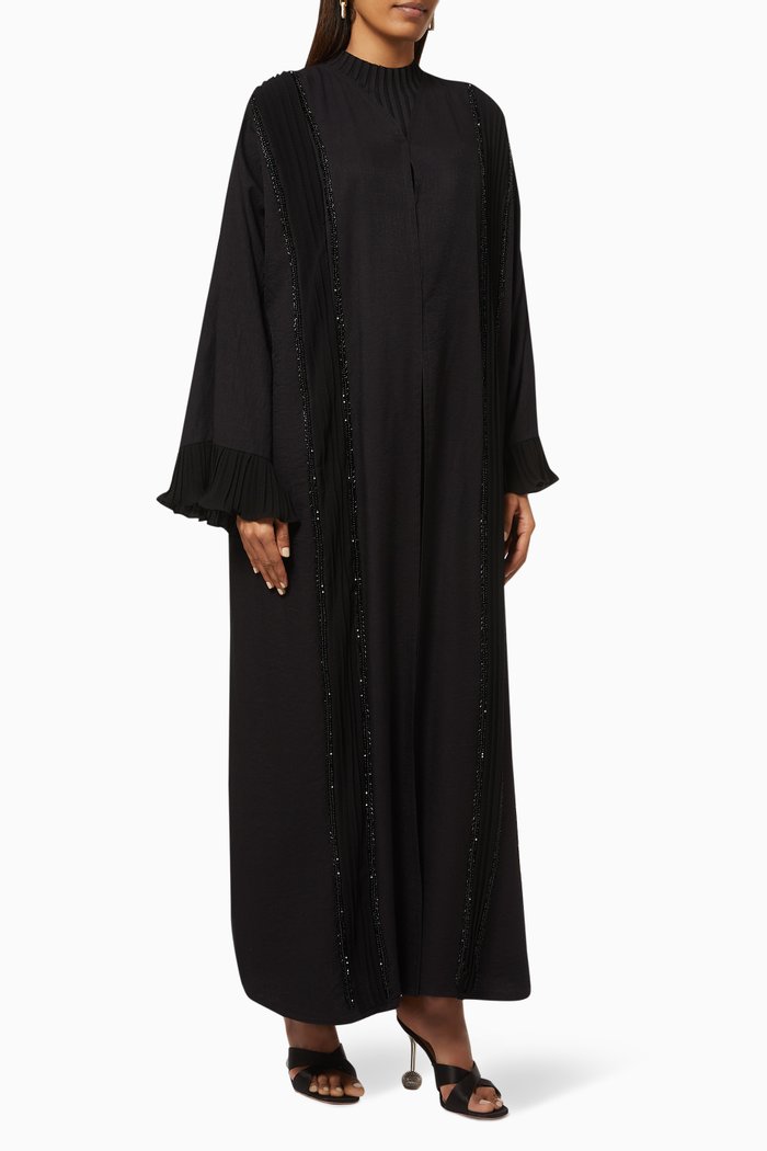 

Abaya with Beaded Embroidery, Black
