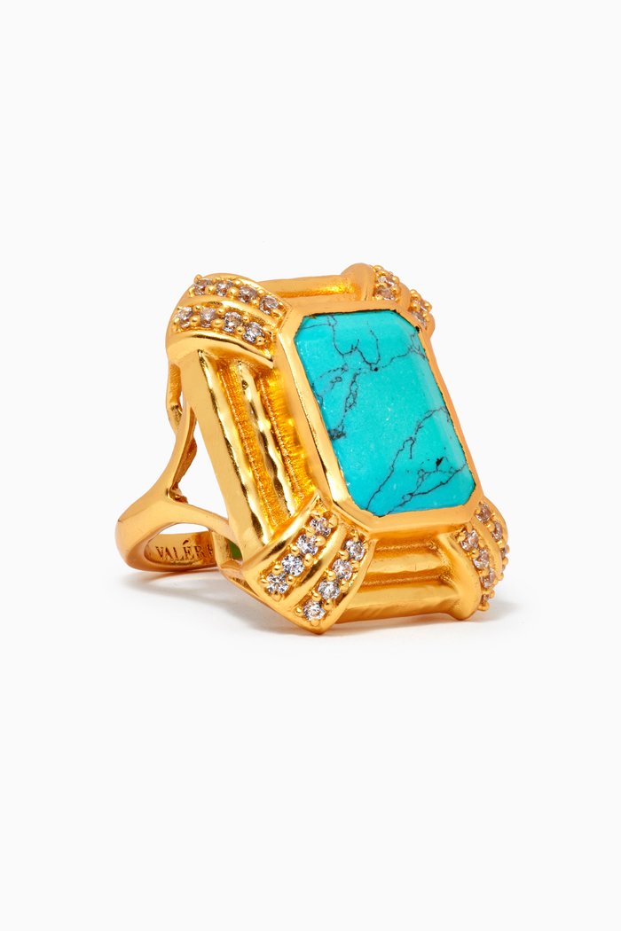 

Jennifer Ring in 24kt Gold Plating, Blue