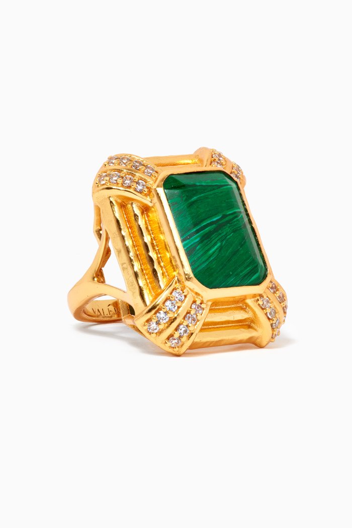 

Jennifer Ring in 24kt Gold Plating, Green