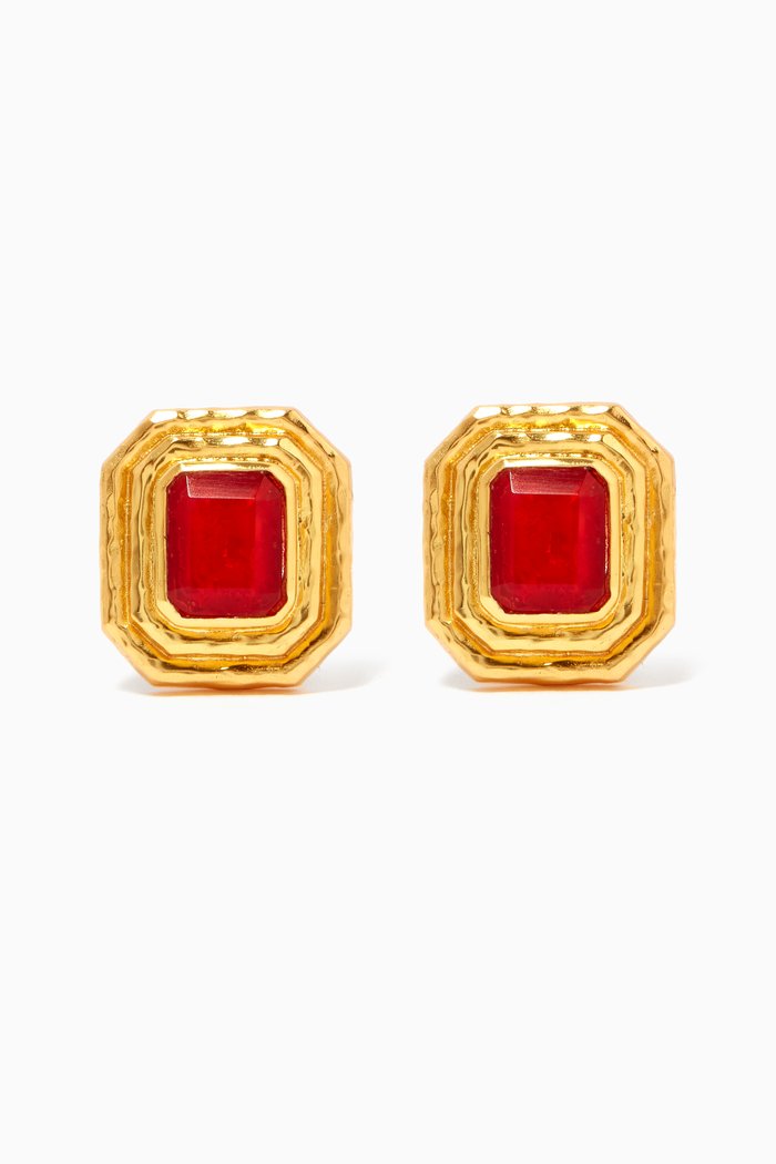 

Penny Clip Studs in 24kt Gold Plating, Orange