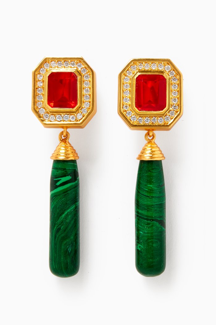 

Christina Pendant Clip Earrings in 24kt Gold Plating, Orange