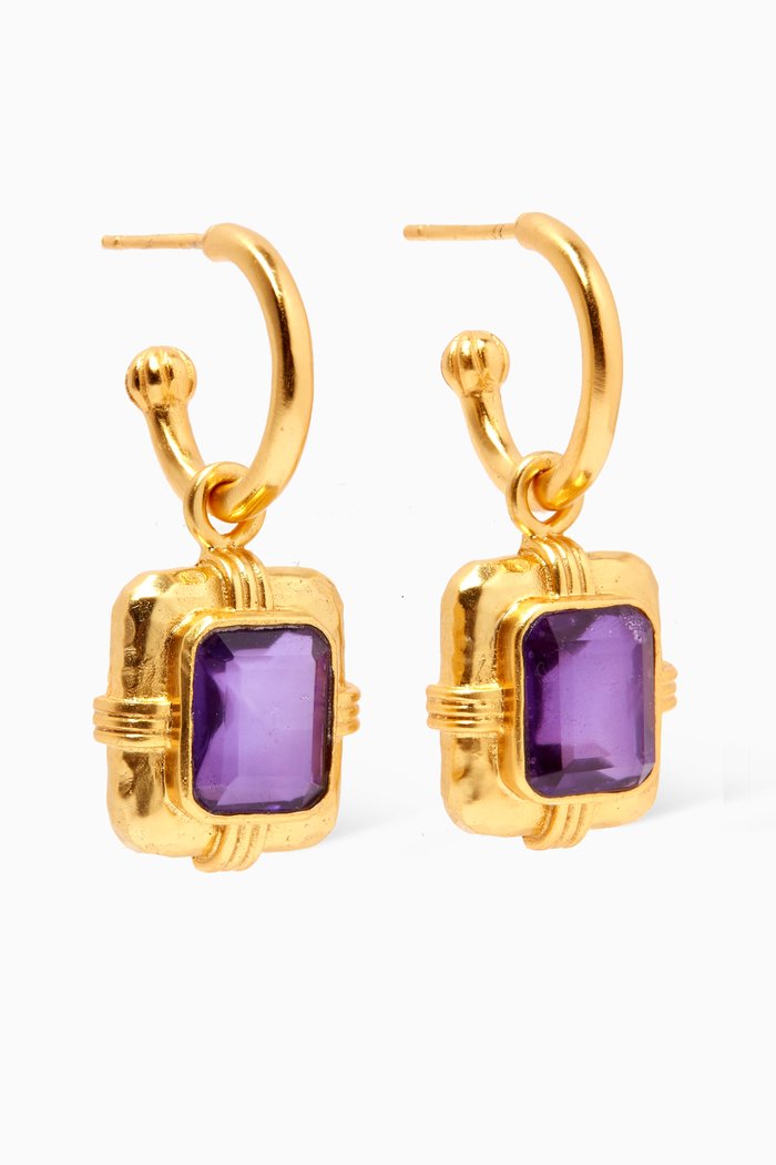 

Julie Pendant Earrings in 24kt Gold Plating, Purple