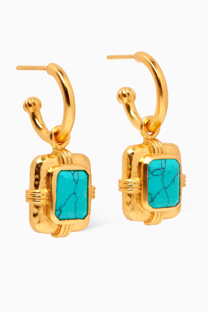 

Julie Pendant Earrings in 24kt Gold Plating, Blue