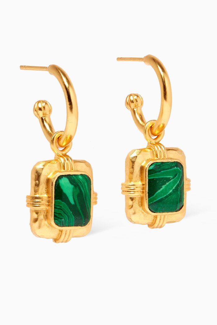 

Julie Pendant Earrings in 24kt Gold Plating, Green