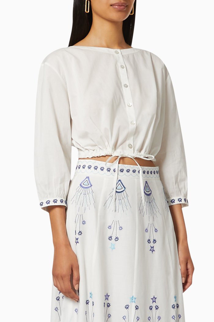 

New Jinny Stromboli Top in Cotton Voile, White