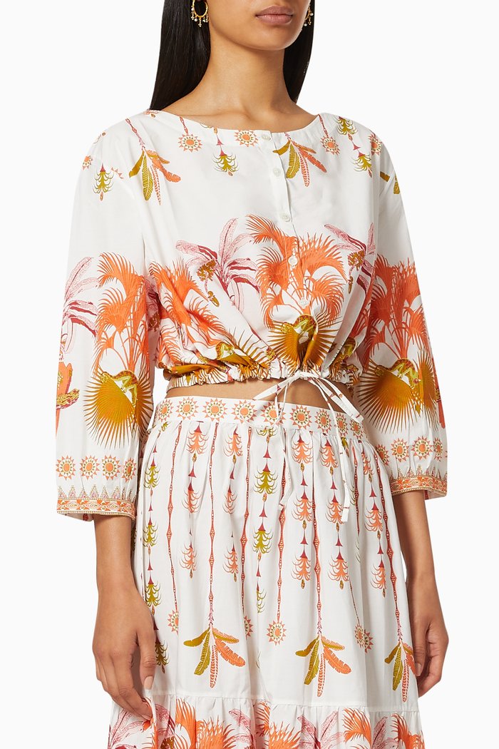

New Jinny Winter Garden Top in Cotton Poplin, Multicolour