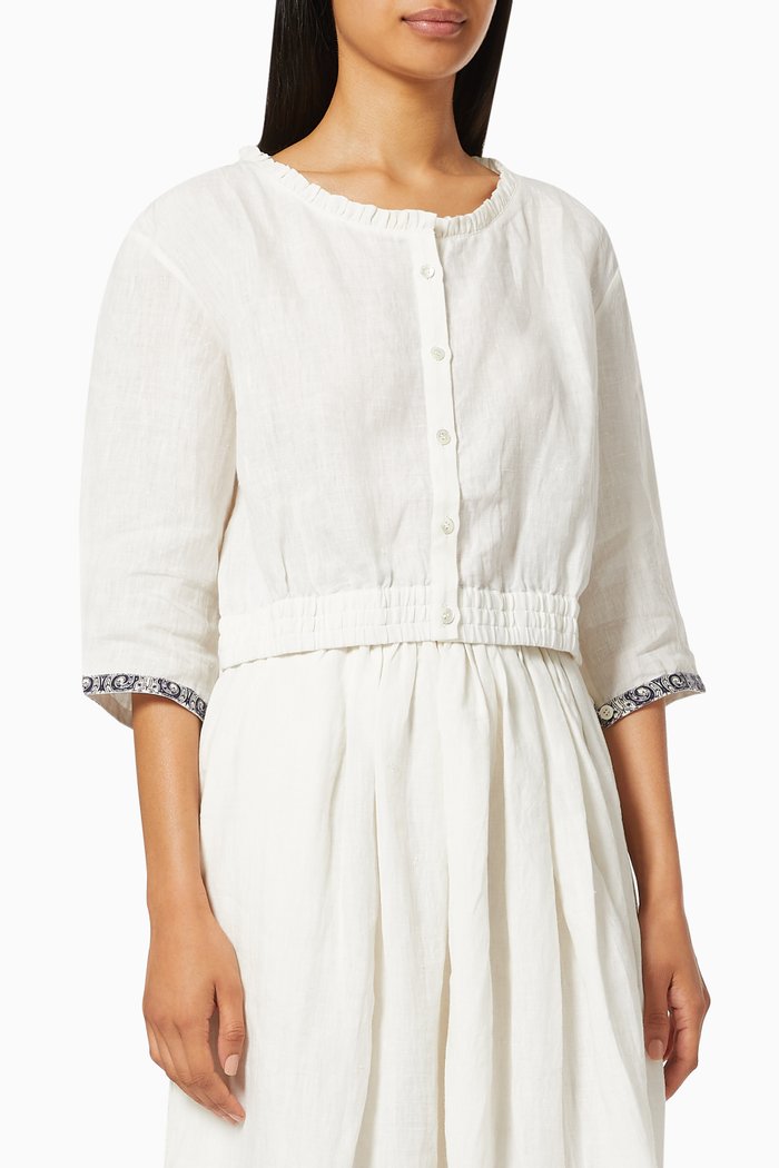 

Rosei Calypso Top in Linen, White