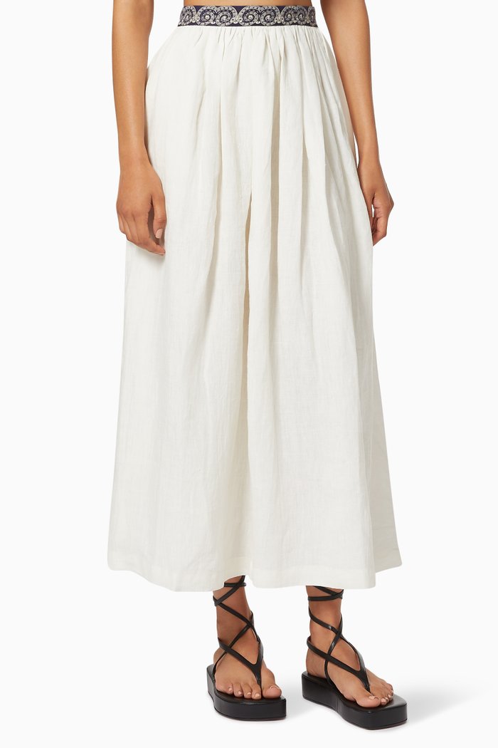 

New Jane Calypso Skirt in Linen, White