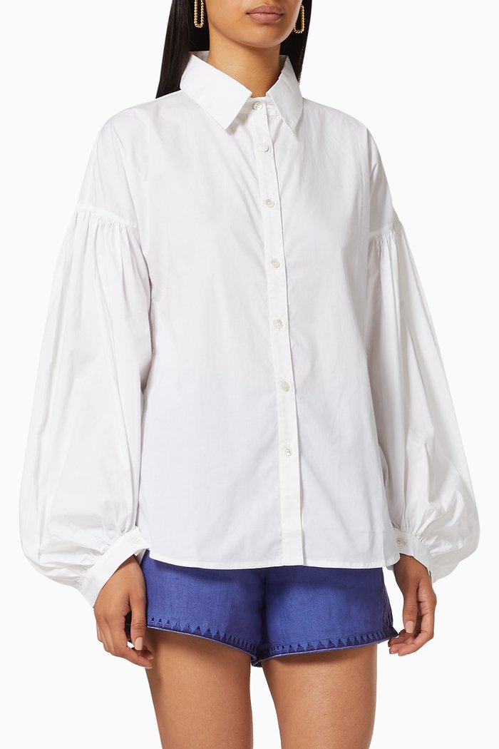 

Tiger Plain Shirt in Cotton, White