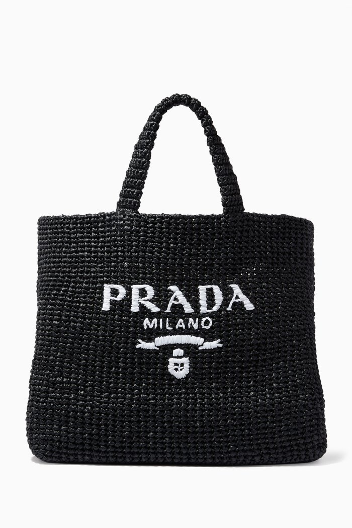 

Raffia Tote Bag, Black