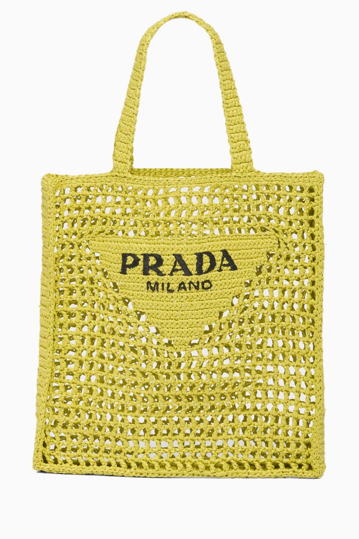 

Logo Tote Bag in Raffia, Green