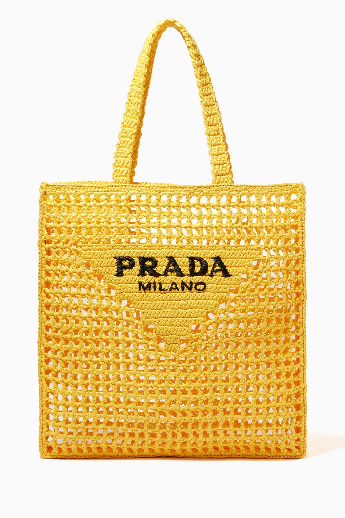 

Logo Tote Bag in Raffia, Orange