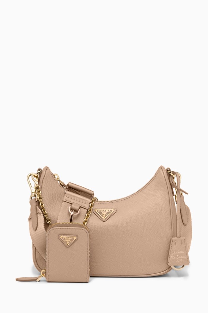 

Triangle Logo Re-edition 2005 Shoulder Bag in Saffiano Leather, Neutral