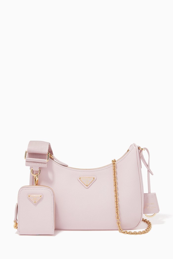 

Triangle Logo Re-edition 2005 Shoulder Bag in Saffiano Leather, Pink