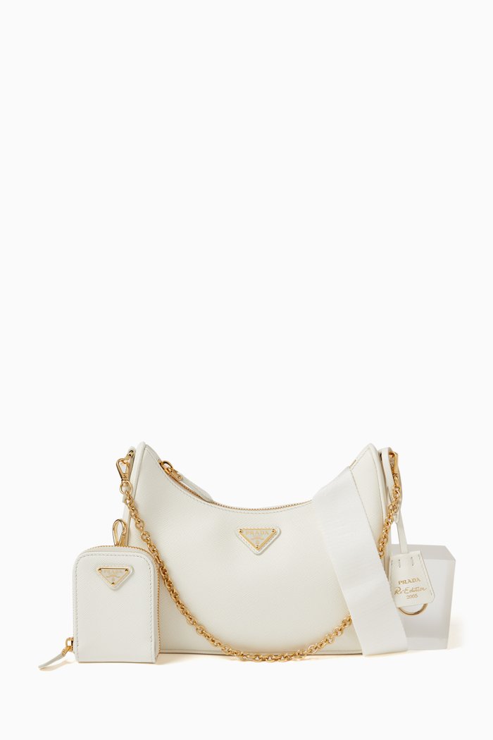 

Re-Edition 2005 Shoulder Bag in Saffiano Leather, White