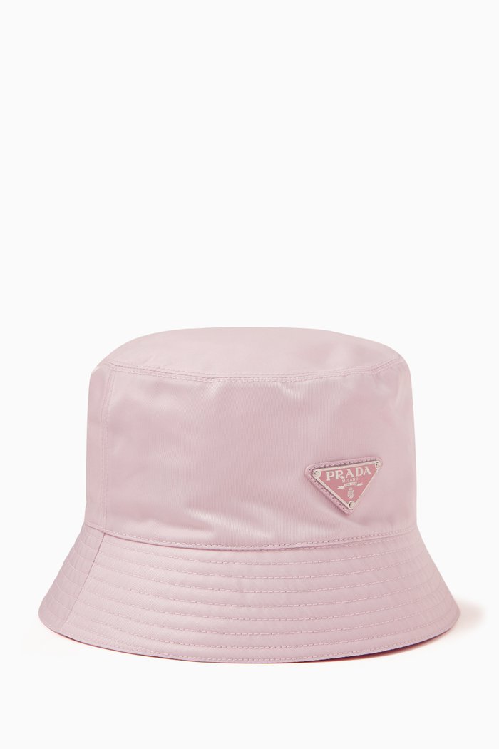 Triangle Logo Bucket Hat in Re-Nylon, Pink