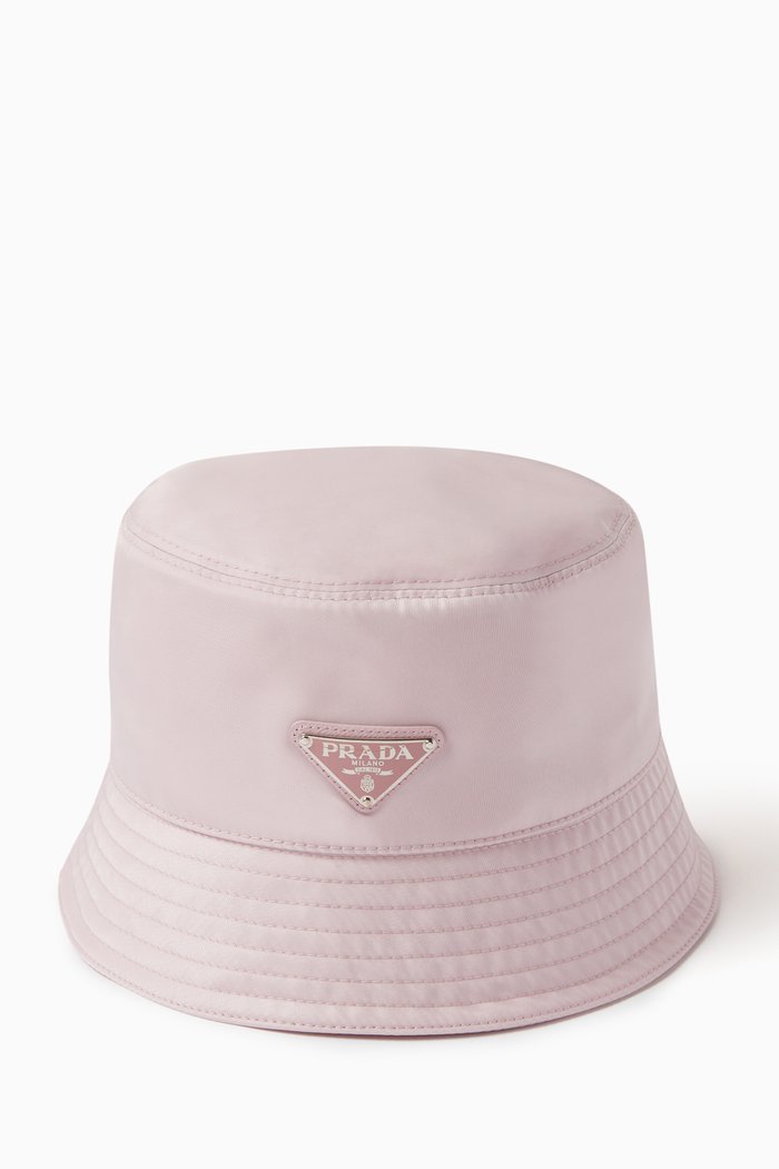 Triangle Logo Bucket Hat in Re-Nylon, Pink