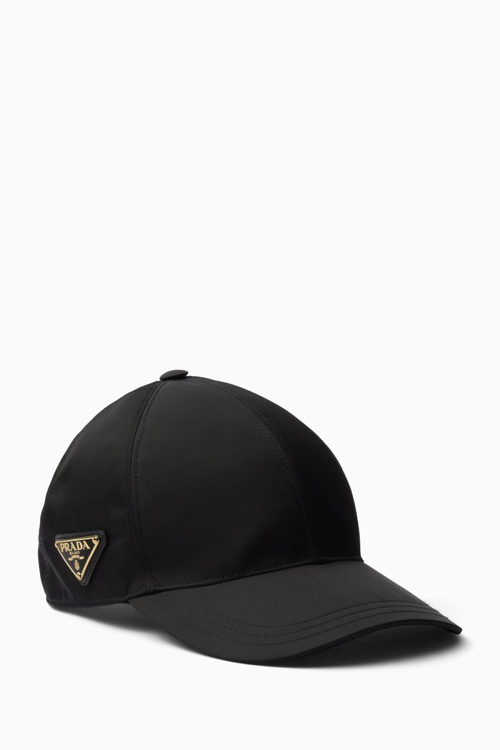 

Triangle Logo Baseball Cap in Re-Nylon, Black