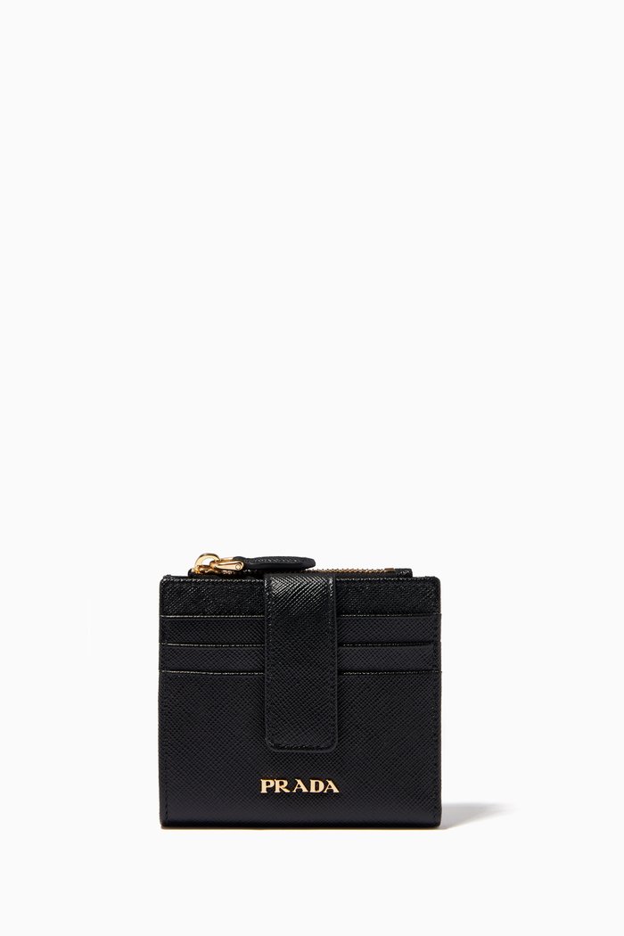 

Logo Small Wallet in Saffiano Leather, Black