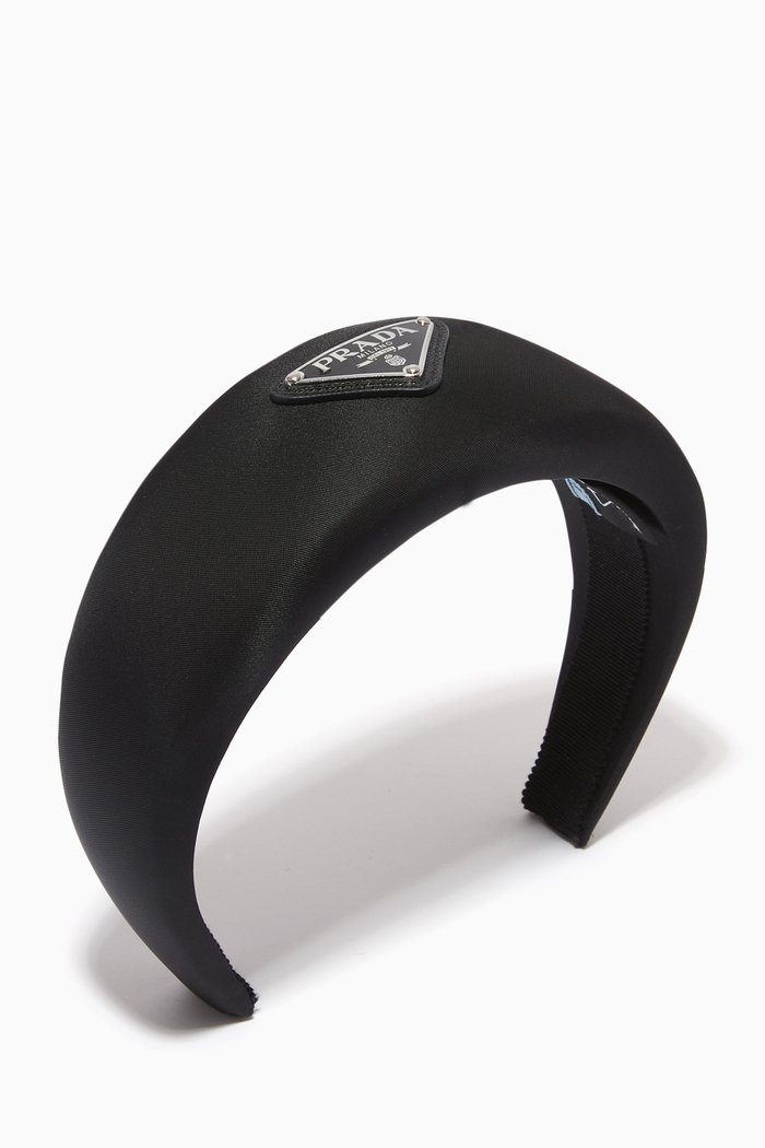 

Triangle Logo Puffy Headband in Re-Nylon, Black