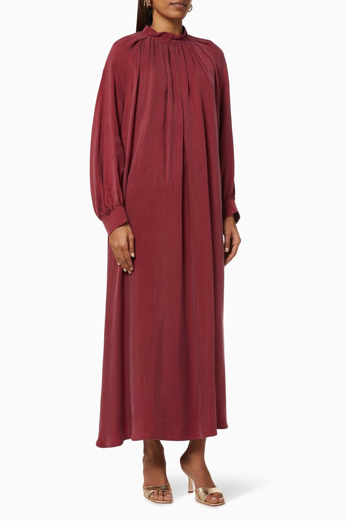 

Gathered Maxi Dress, Burgundy