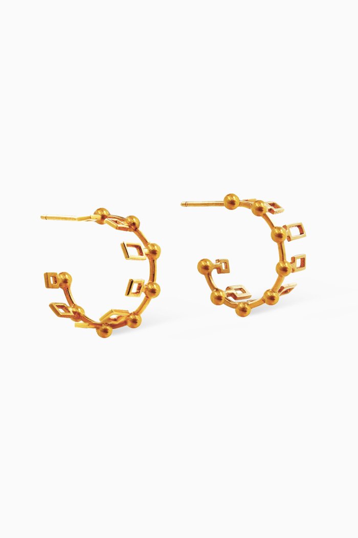 

1441 H. Geometric Roshan Hoop Earrings in 18kt Yellow Gold