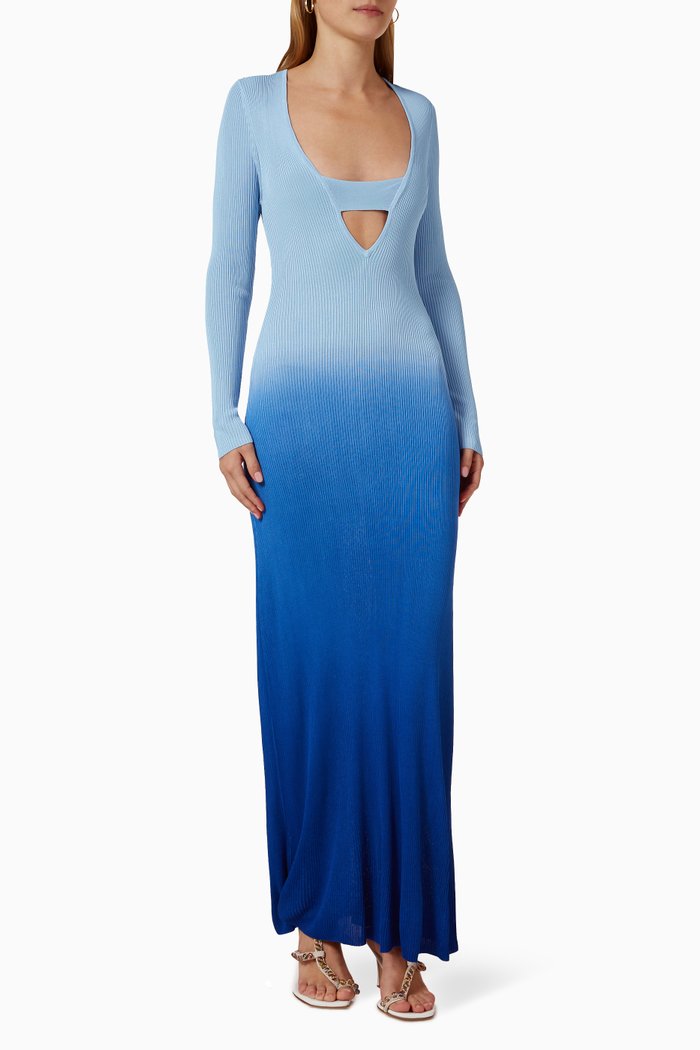 

Stevie Ombré Dress in Rayon Rib-knit, Blue