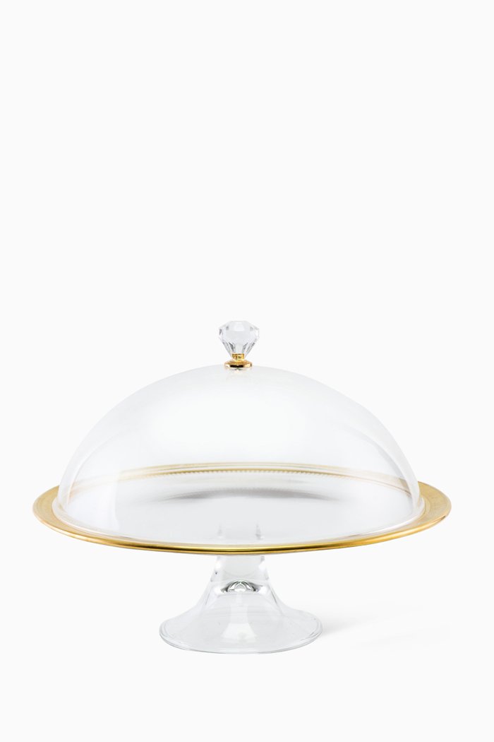 

Cordoba Footed Cake Plate with Lid, Gold