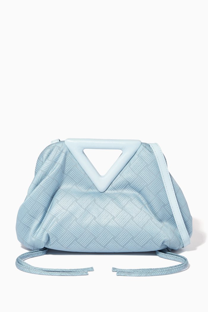 

Mini Point Top Handle Bag in Nylon Jacquard, Blue