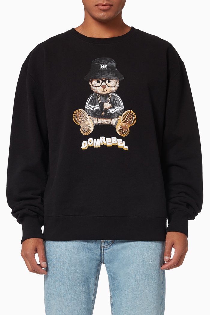 

NY Bear Sweatshirt in Cotton, Black