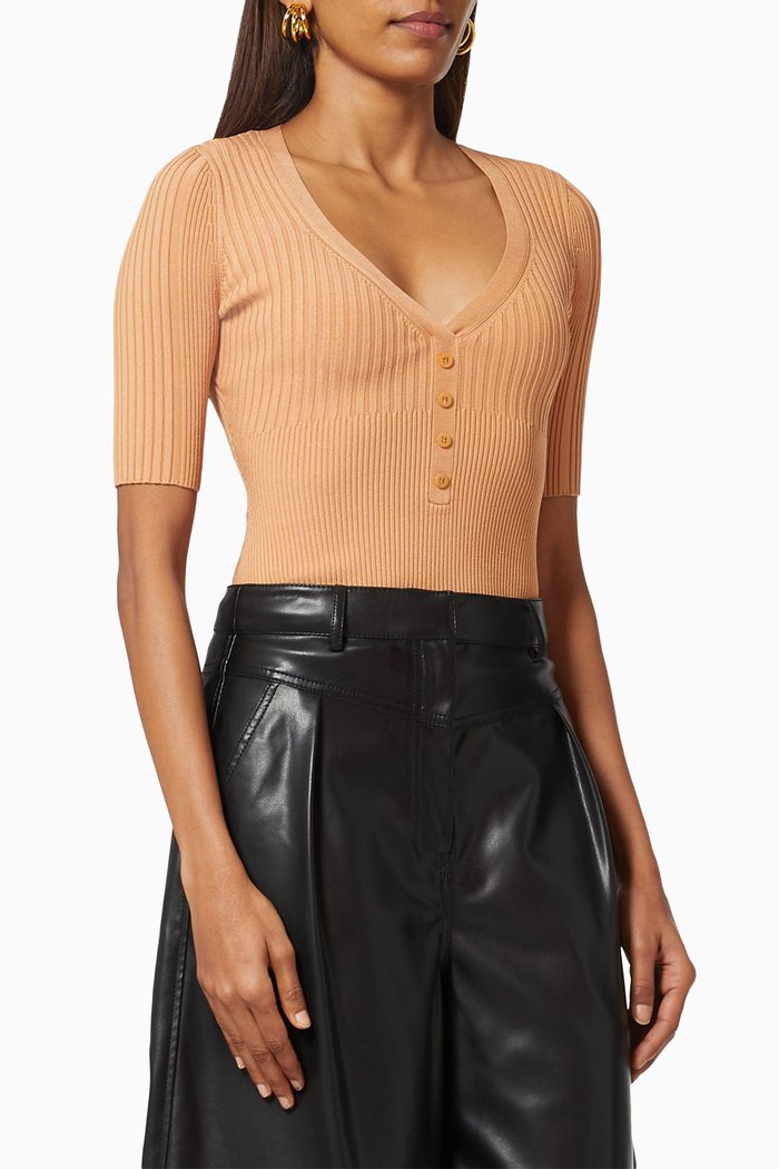 

Miyah Bodysuit in Rib-knit, Brown