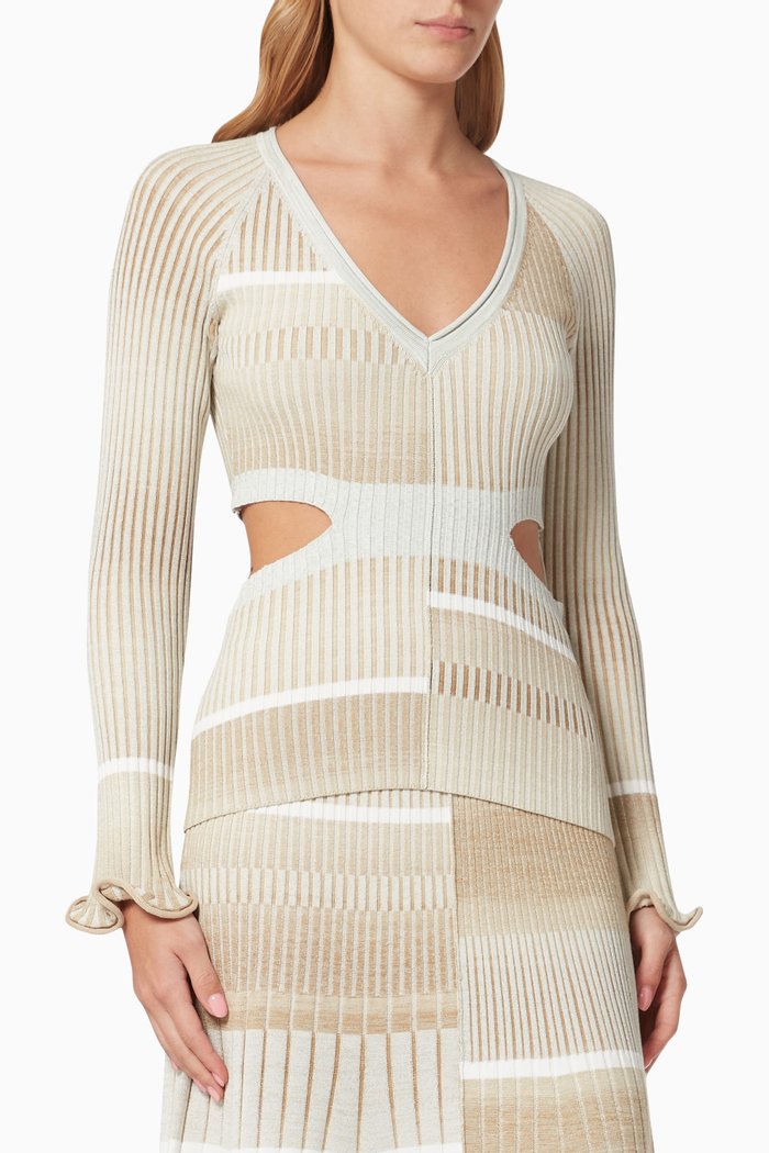 

Peyton Space Dye Pullover in Ribbed Stretch-knit, Neutral