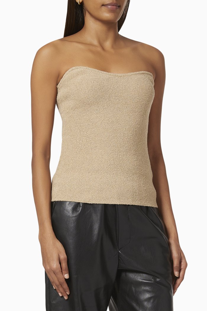 

Tua Bustier Top in Organic Cotton Terry Knit, Grey