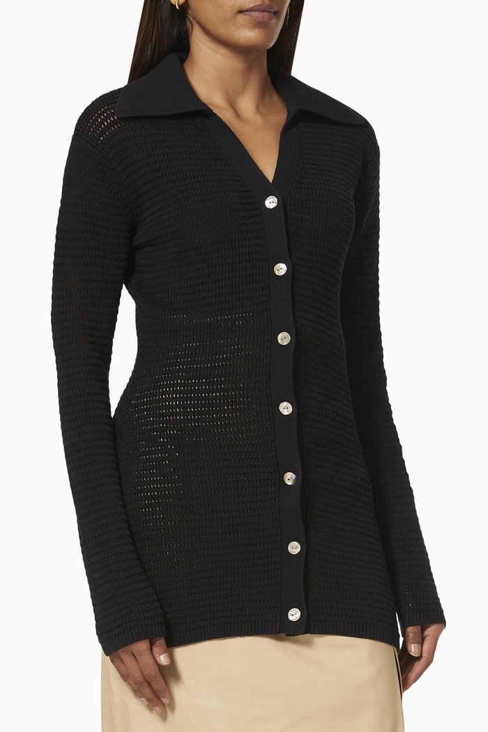 

Evelyn Top in Crochet Knit, Black
