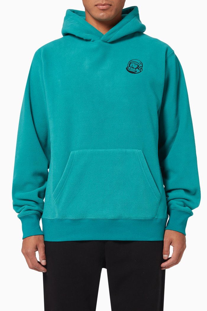Helmet Popover Hood in Fleece Cotton, Blue