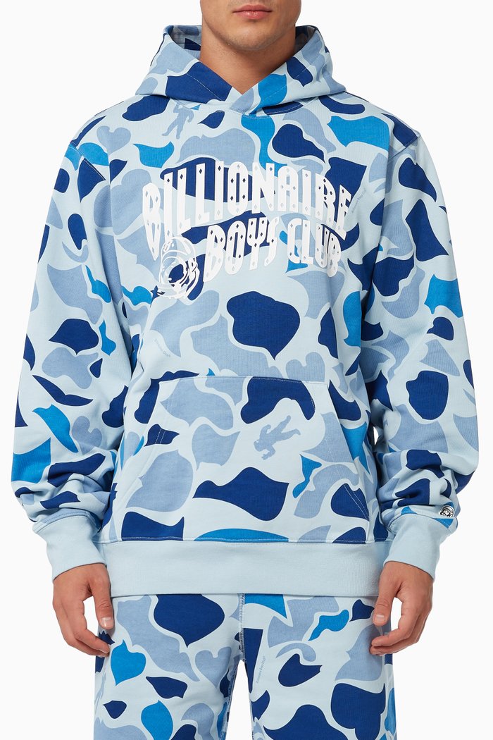 

Camo Hooded Sweatshirt in Cotton Jersey, Blue