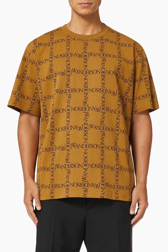 

Grid Logo T-shirt in Cotton, Brown