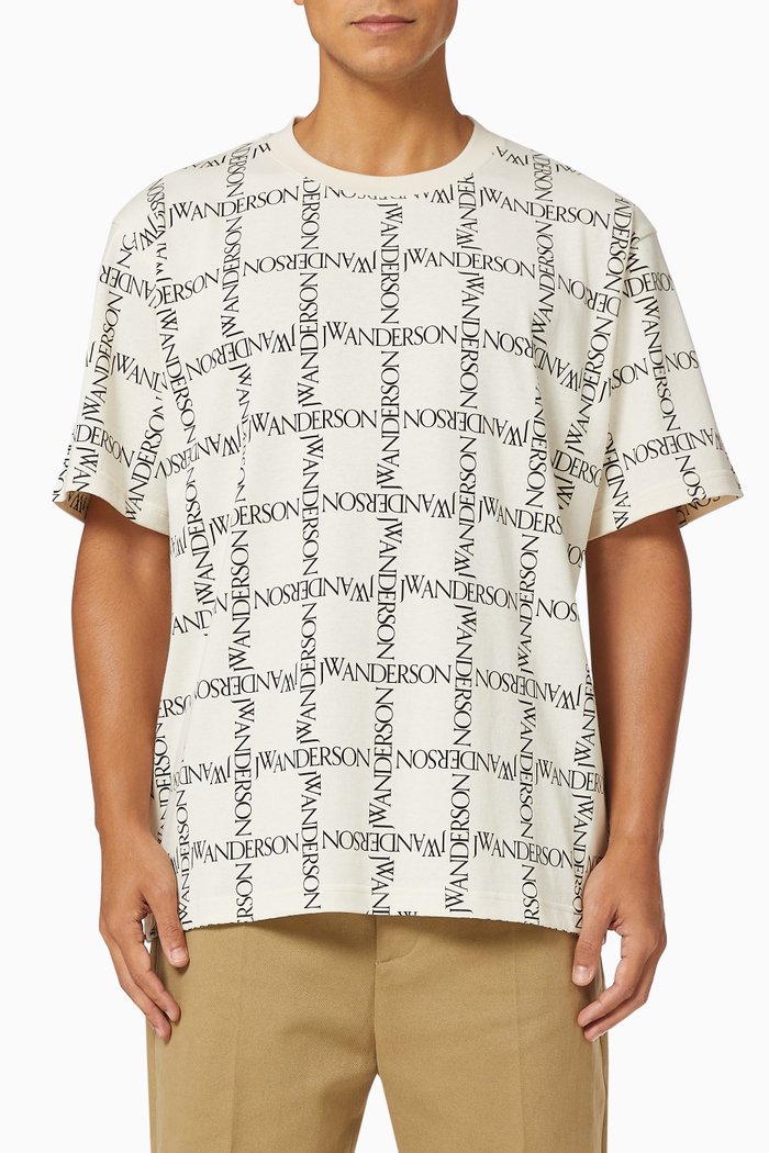

Grid Logo T-shirt in Cotton, White