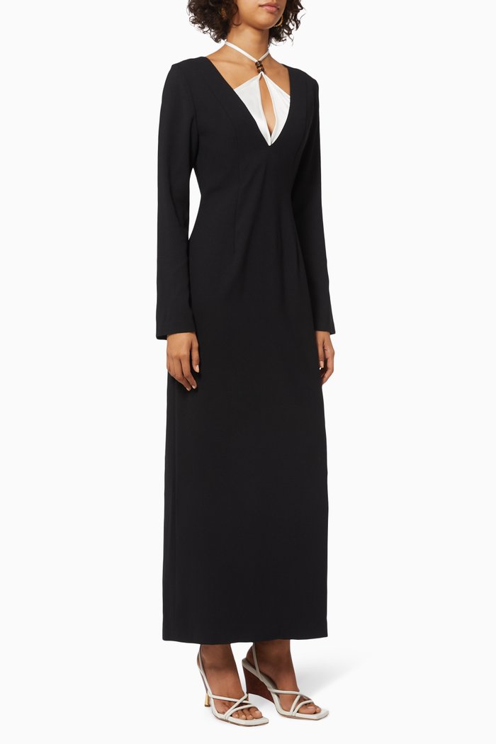 

Beaded Halter Dress, Black