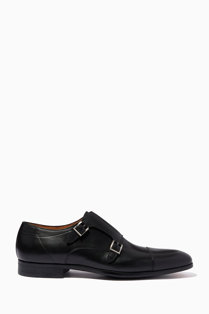 

Austin Monk Strap Shoes in Leather, Black