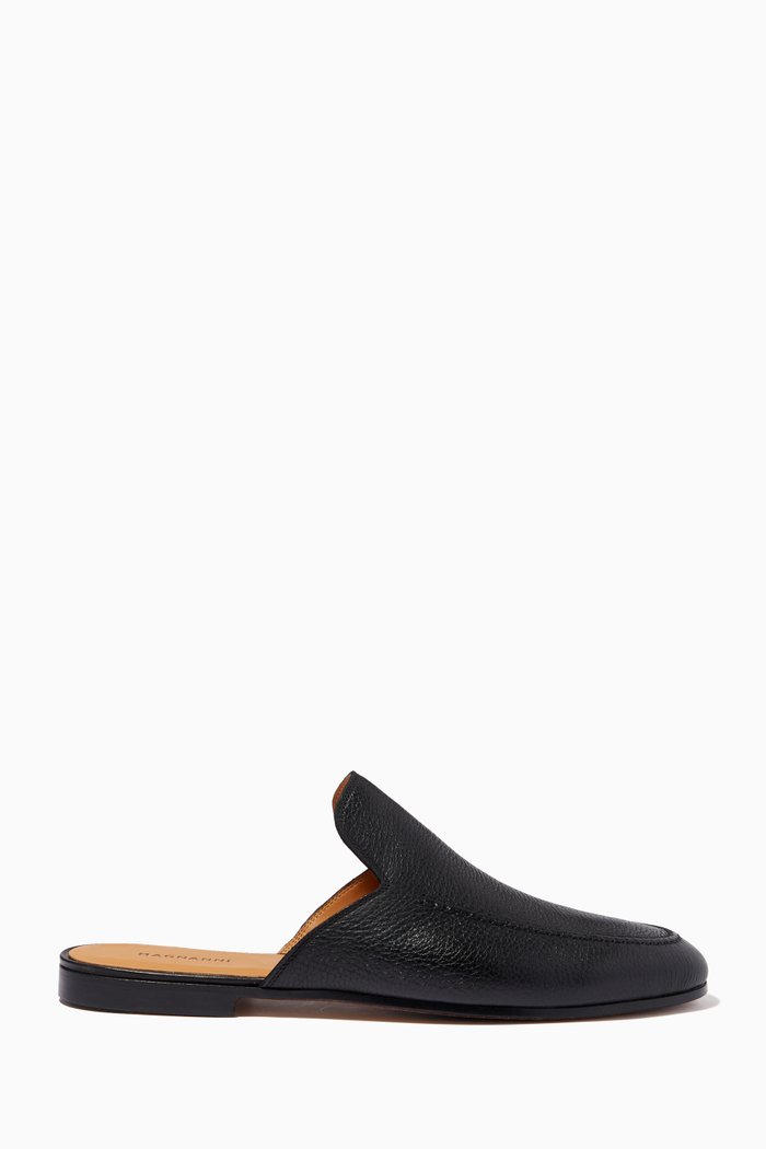 

B677 Mules in Grained Leather, Black