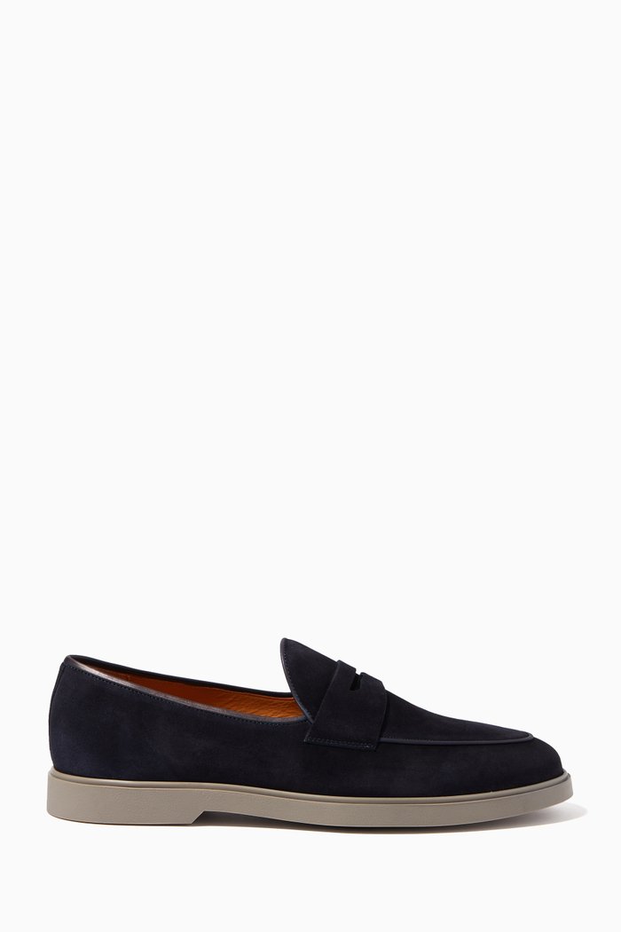 Javea Loafers in Suede Leather, Blue