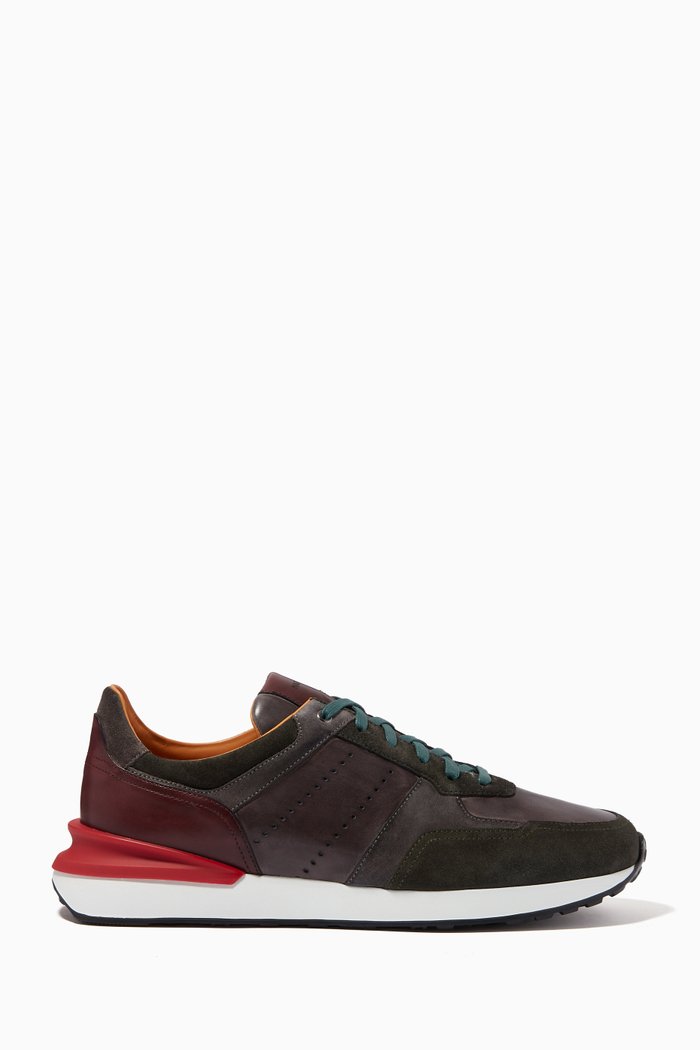 

Grafton Sneakers in Calfskin Leather & Suede, Grey
